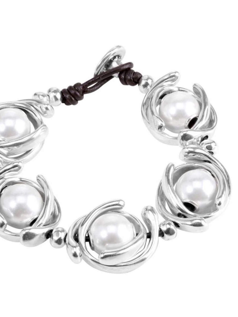 Elegant Silver Pearl Bracelet - White Pearls